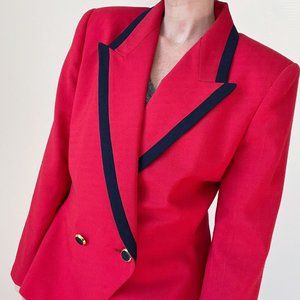 Vintage Le Suit | Color Block Double Breasted Point Collar Blazer | M